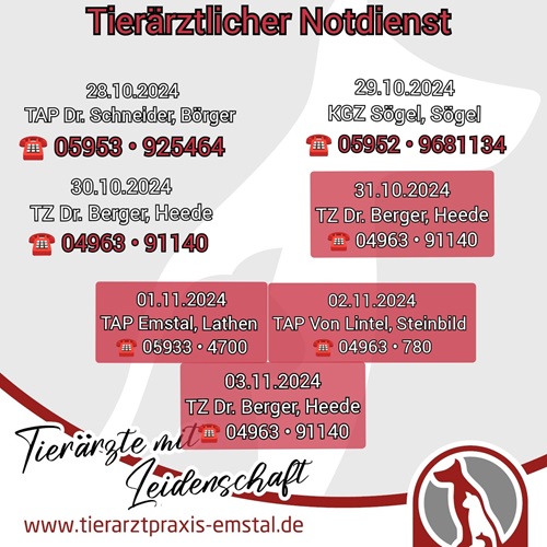 Notdienst Lathen Emsland Tierarzt Tierarztpraxisemstal TierärztemitLeidenschaft