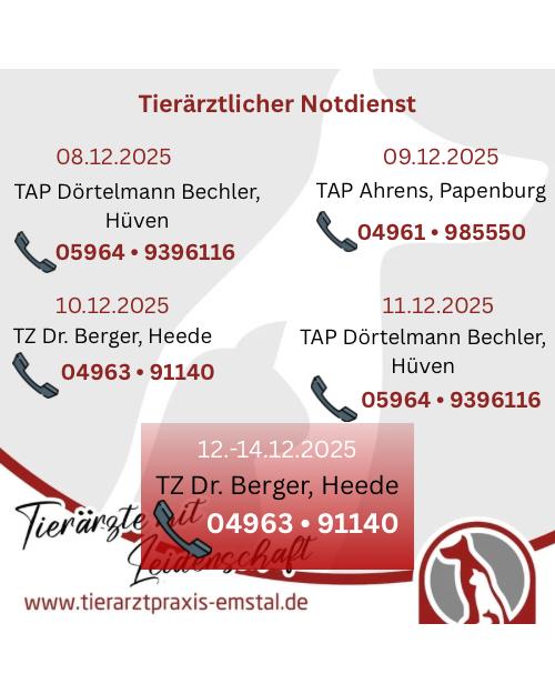 Notdienst Lathen Emsland Tierarzt Tierarztpraxisemstal TierärztemitLeidenschaft