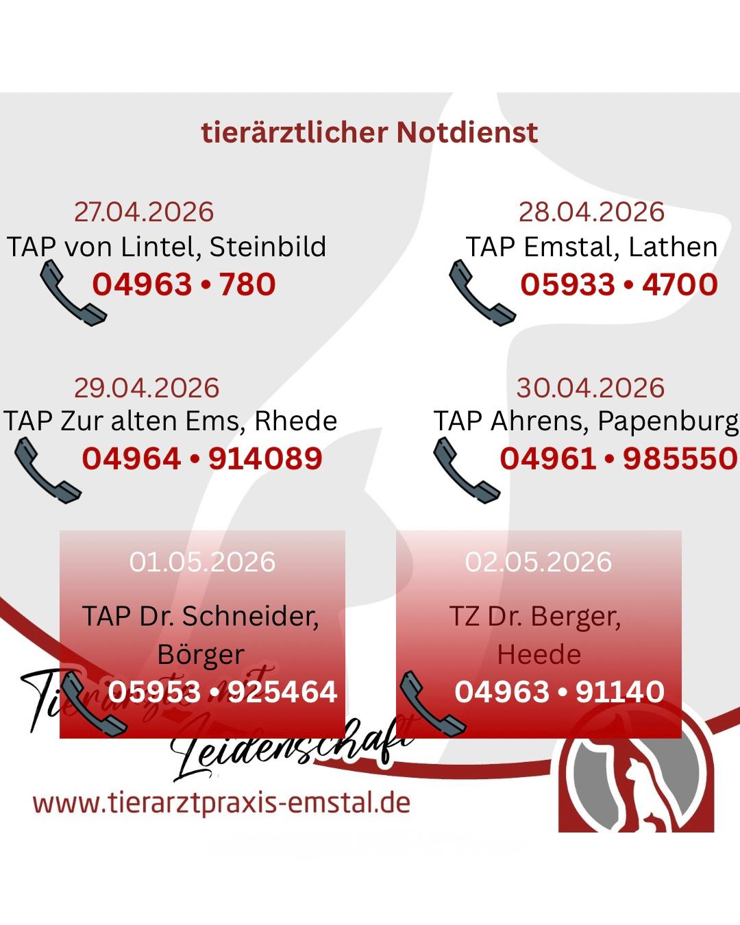 Notdienst Lathen Emsland Tierarzt Tierarztpraxisemstal TierärztemitLeidenschaft