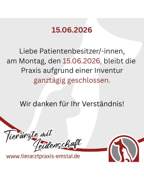 Praxis geschlossen am 15.06.2026