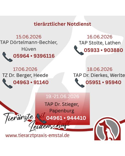 Notdienst Lathen Emsland Tierarzt Tierarztpraxisemstal TierärztemitLeidenschaft