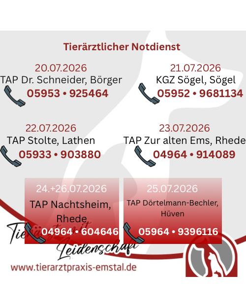Notdienst Lathen Emsland Tierarzt Tierarztpraxisemstal TierärztemitLeidenschaft